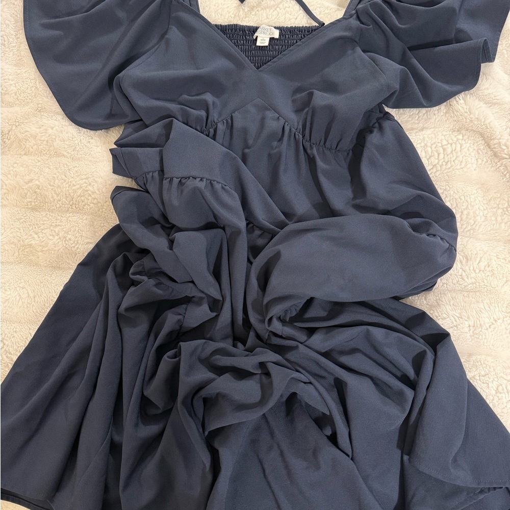 Market & Spruce Navy Blue Smocked Dress | L Petite